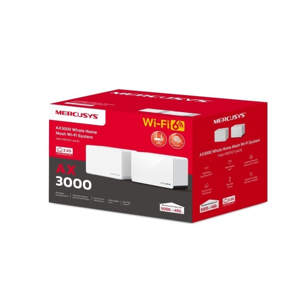 MERCUSYS Halo H85X(2-pack) WiFi6 Mesh (AX3000,2,4GHz/5GHz,1x2,5GbELAN/WAN,2xGbELAN/WAN)