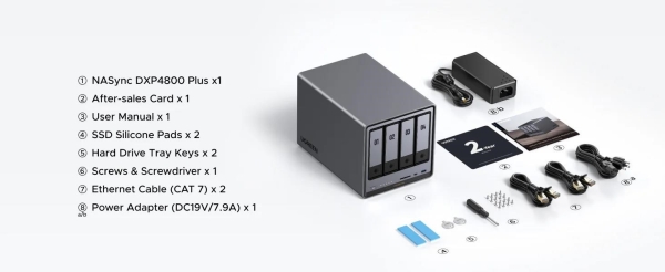 UGREEN NASync DXP4800 Plus (6C/Gold8505/4,4GHz/8GBRAM/4xSATA/2xM.2/1x2,5GbE/1x10GbE/2xUSB2.0/2xUSB3.2/1xUSB-C/HDMI/SD)