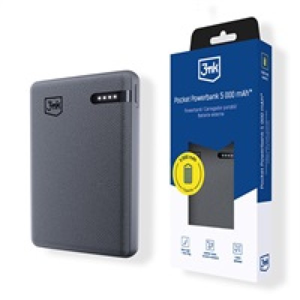 3mk Pocket Powerbank 5,000mAh 12W USB 1C Grey pro Universal?v=1754516403