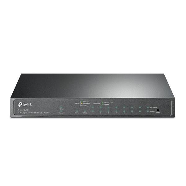 TP-Link CCTV Easy Smart switch TL-SG1210MPE (8xGbE, 1xGbE uplink, 1xGbE/SFP combo uplink, 8xPoE+, 123W, fanless)