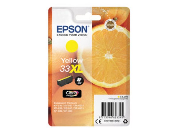 Náplň EPSON C13T33644012, T33XL žlutá (8,9 ml)