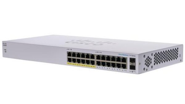 Cisco switch CBS110-24PP (24xGbE, 2xGbE/SFP combo, 12xPoE+, 100W, fanless) - REFRESH