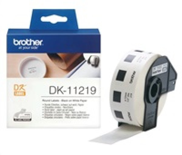 Brother DK-11219 - Černá na bílé - Role (1,2 cm) 1200 kusy (1 role x 1200) nálepky - pro Brother QL-1050, QL-1060, QL-500, QL-550, QL-560, QL-570, QL-580, QL-650, QL-700, QL-720