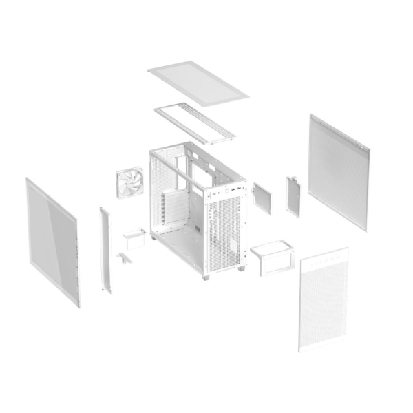 ASUS case PRIME AP303 TG WHITE, ATX, průhledná bočnice,1x120mm, bílá