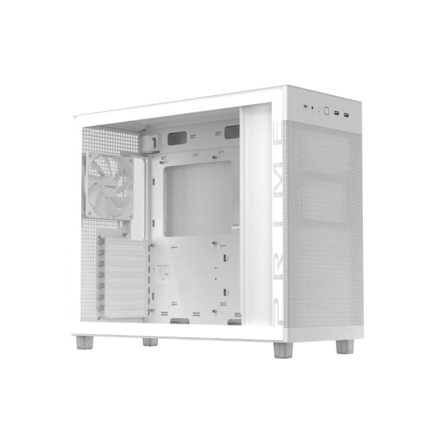 ASUS case PRIME AP303 TG WHITE, ATX, průhledná bočnice,1x120mm, bílá