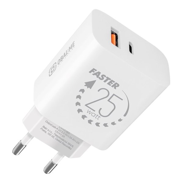 OBAL:ME Cestovní Nabíječka USB-A + USB-C 25W White?v=1750334404
