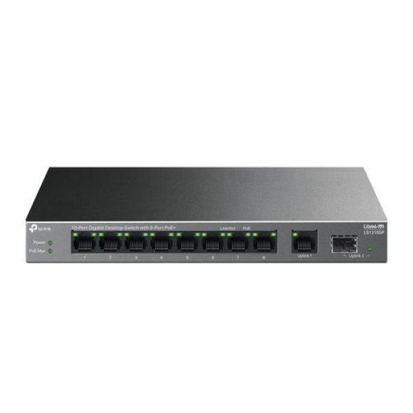 TP-LINK LS1210GP 10portový gigabitový stolní switch s 8 porty PoE+?v=1753876803