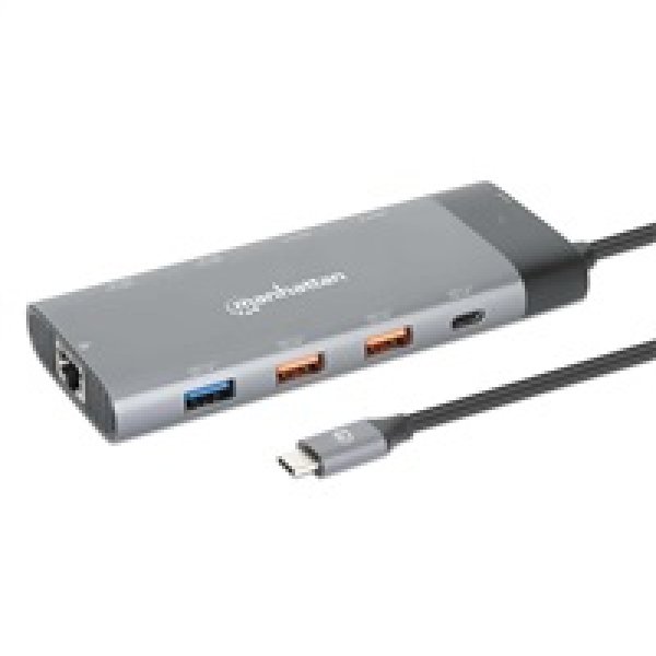 MANHATTAN Dokovací stanice USB-C 10v1, 2xHDMI, USB-C 3.1, USB-C PD 100W, 2xUSB-A 3.1, 3xUSB-A 3.0, RJ45?v=1748721605
