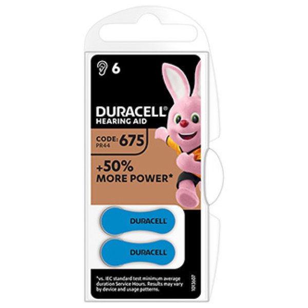 Baterie jednorázová zinkovzdušná, knoflíková, ZA, Duracell, blistr, 6-pack, 42434
