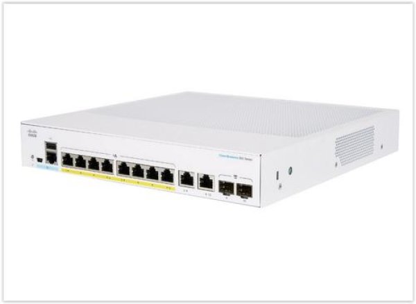 Cisco switch CBS350-8FP-2G-EU (8xGbE,2xGbE/SFP combo,8xPoE+,120W,fanless) - REFRESH