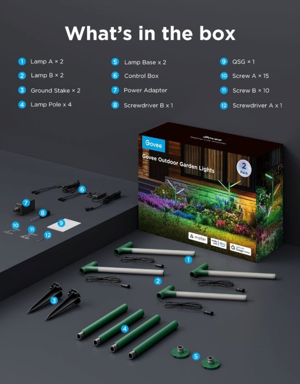 Govee RGBWW zahradní světlo 2ks Matter