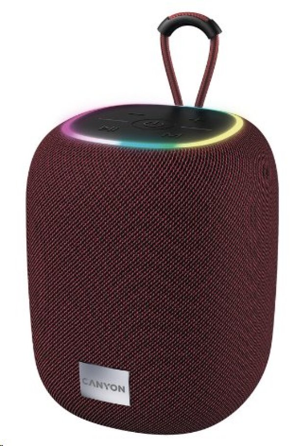 CANYON reproduktor BSP-8, RGB, BT V5.2, BLUETRUM AB5362B, 1x10W, USB-C, USB-A, microSD, AUX, červená