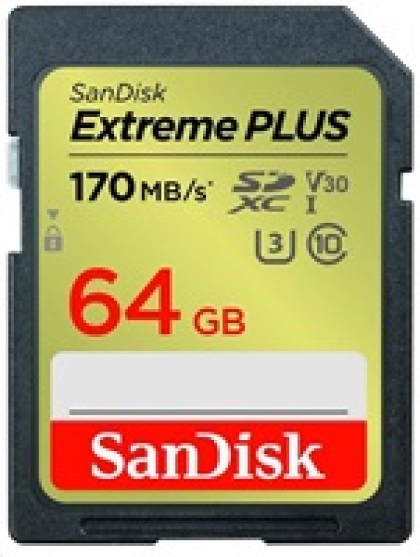 SanDisk Extreme PLUS/SDXC/64GB/170MBps/UHS-I U3 / Class 10
