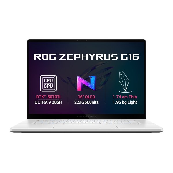 ASUS NTB ROG Zephyrus G16 (GU605CR-NEBULA169X), Ultra 9 285H, 16" 2.5K, 32GB, 2TB SSD, Intel Arc+RTX 5070, W11P, White