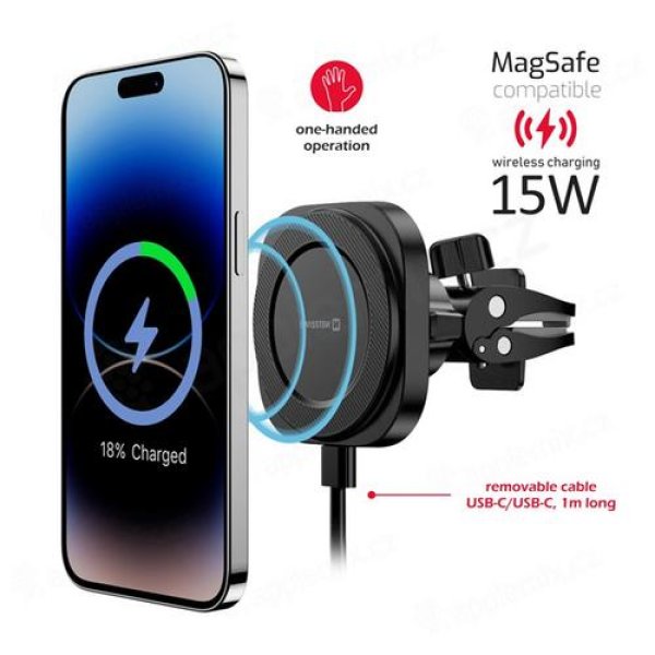 SWISSTEN MAGNETICKÝ DRŽÁK DO VENTILACE AUTA MAGSTICK COMPACT S BEZDRÁTOVÝM NABÍJENÍM 15W/7,5W (kompatibilní s MagSafe)?v=1763419203
