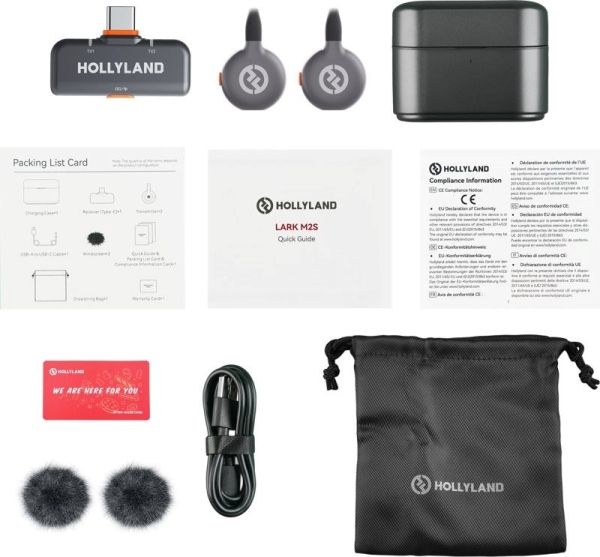 Hollyland LARK M2S Duo Wireless Lavalier Microphone with USB-C Plug (Duo, Space Gray)