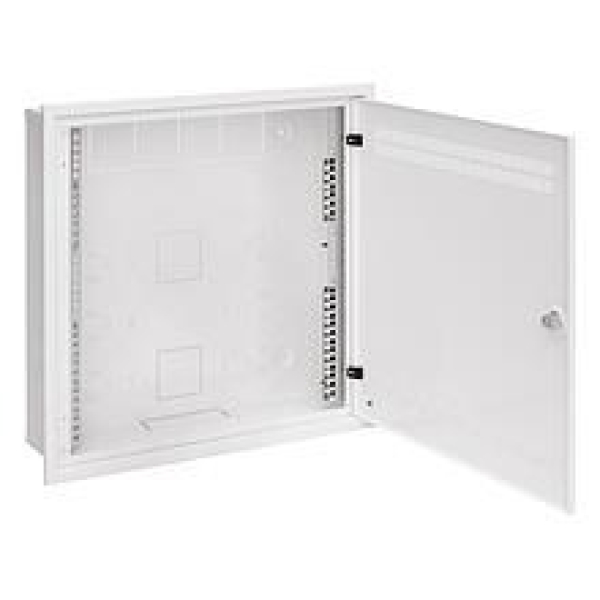 Solarix rozvaděč LC-18 do zdi s lištami 2U, 4U a 11U, 550x550 bílá RAL9003 s rámečkem k zazdění LC-18-55-15-W-W