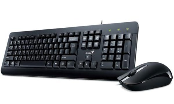 Genius KM-160 COPILOT, sada klávesnice s optickou myší, CZ/SK, klasická, voděodolná typ drátová (USB), černá