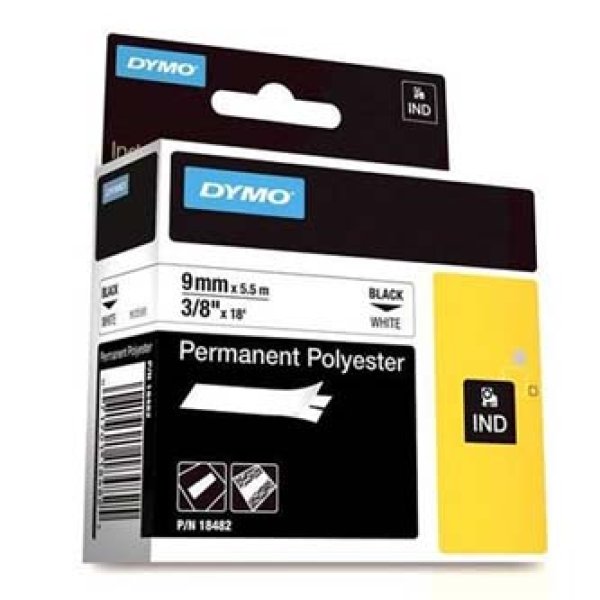 Dymo originální páska do tiskárny štítků, Dymo, 18482, černý tisk/bílý podklad, 5.5m, 9mm, RHINO permanentní polyesterová D1?v=1746105290