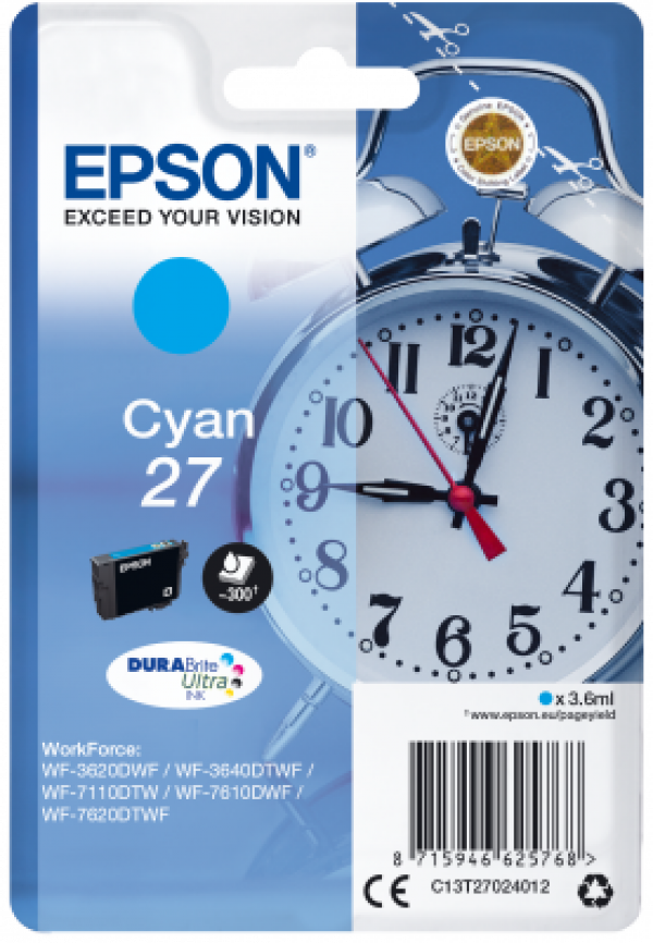 Náplň Epson 27, C13T27024012 azurová