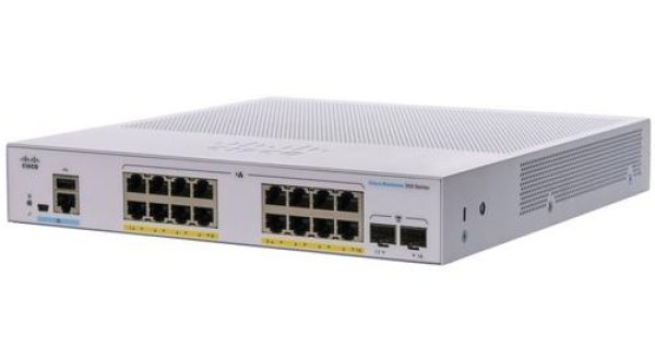 Cisco switch CBS350-16FP-2G-EU (16xGbE,2xSFP,16xPoE+,240W,fanless) - REFRESH