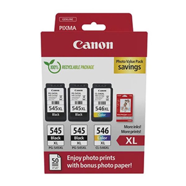 Canon originální ink PG-545XL/CL-546XL, 8286B013, black/color, 2x black+color, Multi-pack