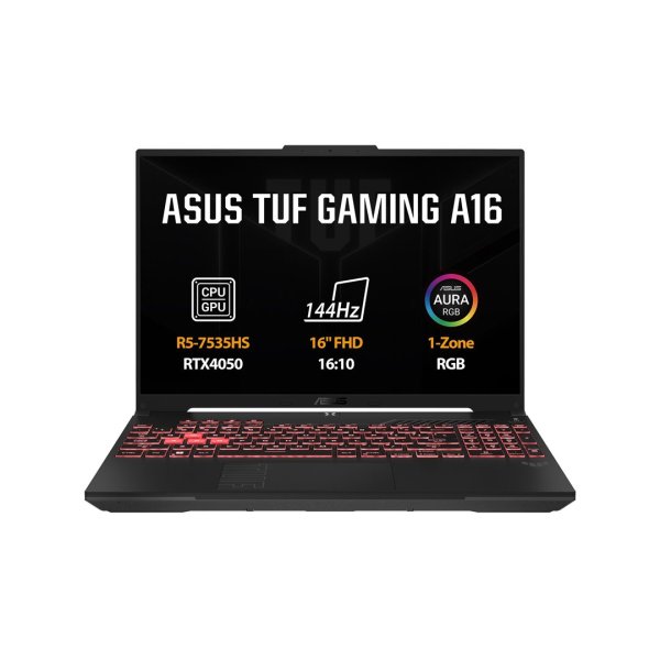 ASUS NTB TUF Gaming A16 (FA607NU-RL060), R5-7535HS, 16" 1920 x 1200, 16GB, 1TB SSD, RTX 4050, No OS, Gray