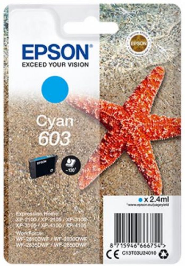 Náplň EPSON 603, C13T03U24010 azurová