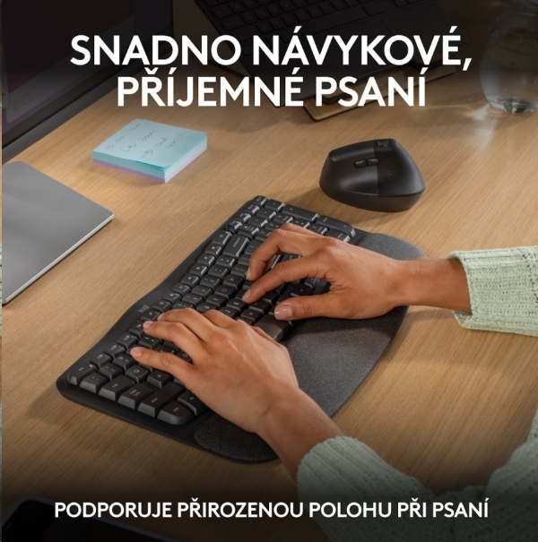 Logitech Wave Keys wireless ergonomic keyboard GRAPHITE-CZE-SKY-2.4GHZ/BT INTNL