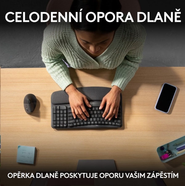 Logitech Wave Keys wireless ergonomic keyboard GRAPHITE-CZE-SKY-2.4GHZ/BT INTNL