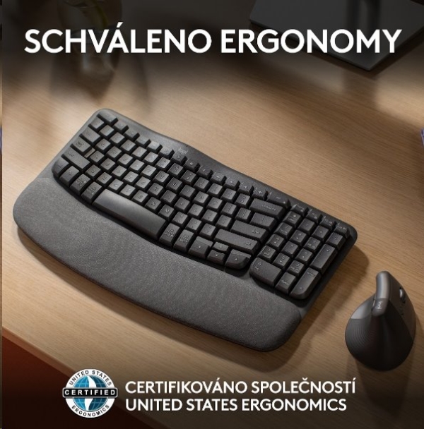 Logitech Wave Keys wireless ergonomic keyboard GRAPHITE-CZE-SKY-2.4GHZ/BT INTNL
