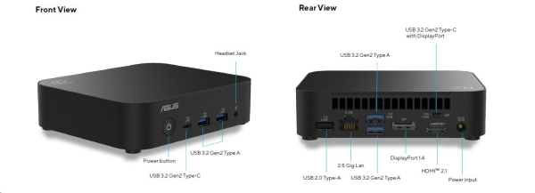 ASUS NUC 14 Essential/RNUC14MNK9700002/N97 Processor/DDR5-4800 SO-DIMM/USB Type-A,C/M.2 22x80/Wi-Fi/LAN/EU power cord