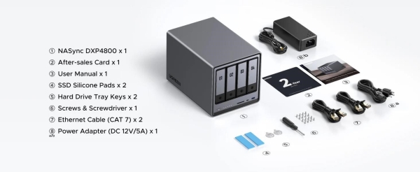 UGREEN NASync DXP4800 (4C/IntelN100/3,4GHz/8GBRAM/4xSATA/2xM.2/2x2,5GbE/2xUSB2.0/2xUSB3.2/1xUSB-C/HDMI/SD)