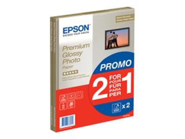 Epson Premium Glossy Photo Paper, foto papír, promo 1+1 typ lesklý, bílý, A4, 255 g/m2, 30 ks, C13S042169, inkoustový