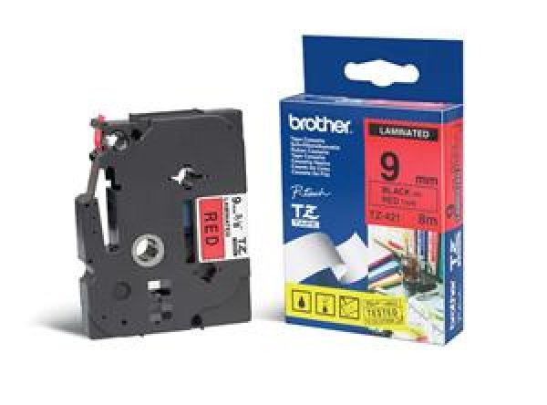 Páska Brother TZE-421, černý/červený, 8m, 9mm