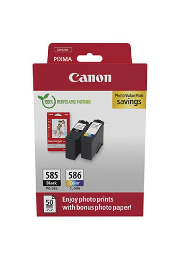 Canon Cartridge PG-585/CL-586 černá/barevná + Canon PAPÍR GP-501 4X6 50