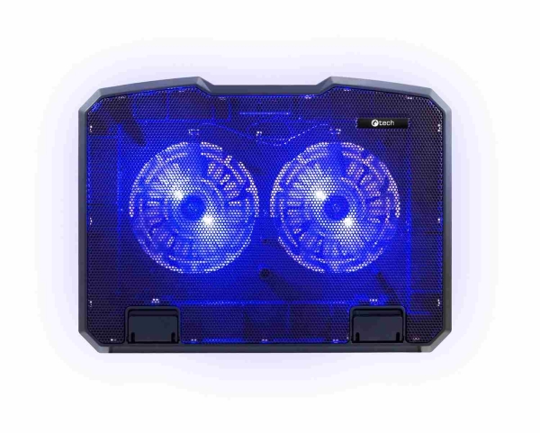 Chladící podložka C-TECH CLP-140, 15,6'', 2x 140mm, 2x USB, modré podsvícení