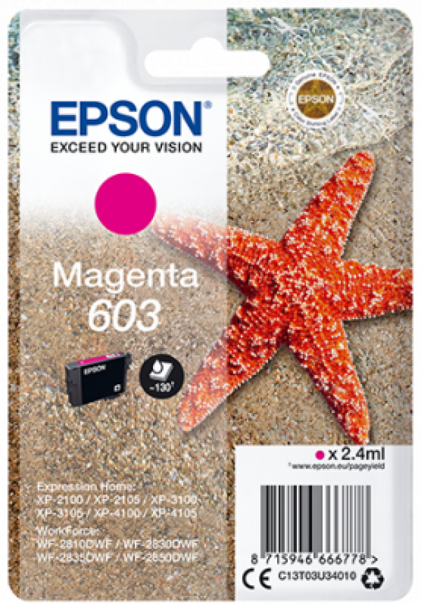 Náplň Epson 603, C13T03U34010 purpurová