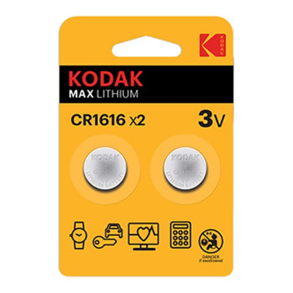 Baterie jednorázová lithiová, knoflíková, CR1616, 3V, Kodak, blistr, 2-pack, KOD-1616BL2, knoflíková?v=1755898805