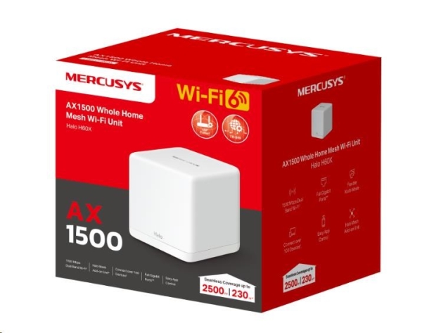 MERCUSYS Halo H60X(1-pack) WiFi6 Mesh (AX1500,2,4GHz/5GHz,3xGbELAN/WAN(1xXR Unit)