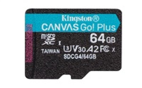 Kingston paměťová karta 64GB microSDXC Canvas Go Plus Gen4 A2 U3 V30 Card + ADP