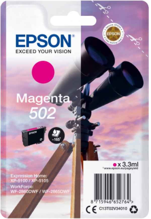Náplň Epson 502, C13T02V34010 purpurová blistr