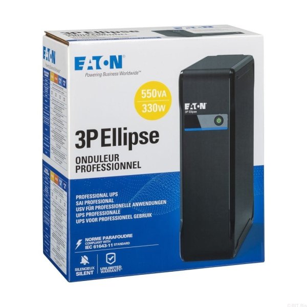 Eaton 3P Ellipse UPS FR, 550 VA, 330 W, Vstup: C14, Výstupy: (3) Typ E, (1) Pouze přepěťová ochrana Typ E, Tower