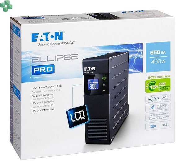 Eaton Ellipse PRO 650 FR, 400W, UPS 650VA, 4 zásuvky, LCD, české zásuvky
