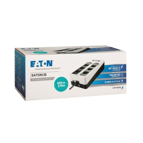 Eaton 3S 450 FR, UPS 450VA / 270W, 6 zásuvek (3 zálohované), české zásuvky