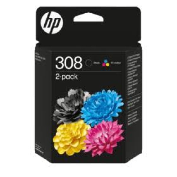 Náplň HP 308,  6L6S6UE, 2-pack, černá/color (160/120 stran), HP  Envy 6110e, 6120, 6130, 6520, 6530