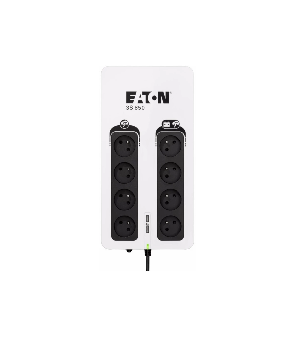 Eaton 3S 850 FR, UPS 850VA / 510W, 8 zásuvek (4 zálohované), USB, 2x USB charge, české zásuvky