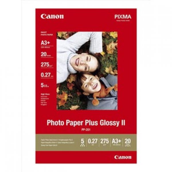 Canon Photo Paper Plus Glossy II PP-201 - Lesklý - A3 plus (329 x 423 mm) 20 listy fotografický papír - pro PIXMA iX7000, MP210, MP520, MP610, MP970, MX300, MX310, MX700, MX850, PRO-1, PRO-10, 100