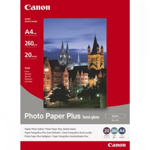 Canon Photo Paper Plus SG-201 - Pololesklý - 203 x 254 mm - 260 g/m2 - 20 listy fotografický papír - pro PIXMA iP3300, iP5300, MP180, MP490, MP510, MP550, MP560, MP600, MP810, MX330, TS7450