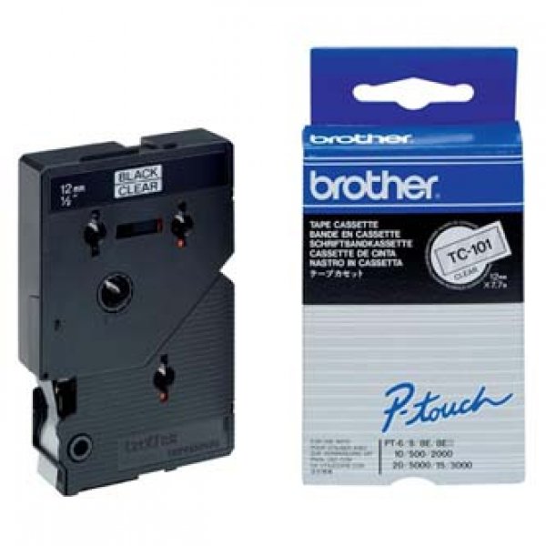 Brother - Černá, průhledná - Role (1,2 cm x 7,7 m) 1 kusy páska pro tiskárnu - pro P-Touch PT-15, PT-20, PT-2000, PT-3000, PT-500, PT-5000, PT-6, PT-8, PT-8E